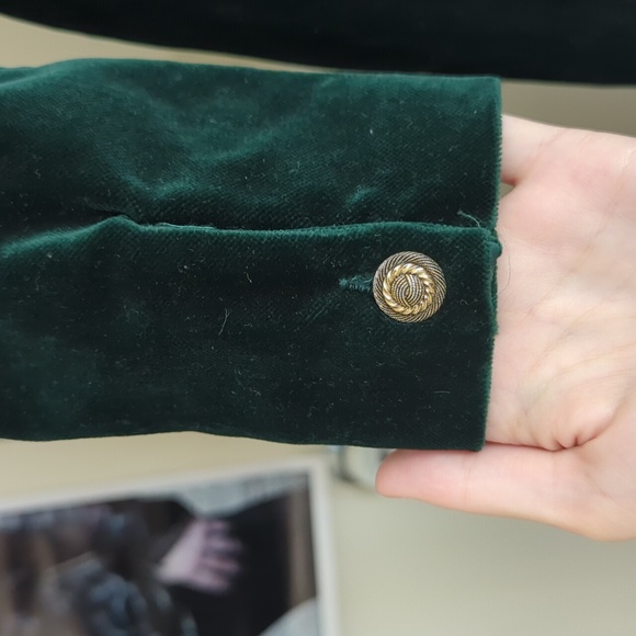 Vintage Green Velvet Laura Ashley Midi Wrap Dress - Picture 8 of 9